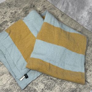 J.Crew 100% Lambs wool Scarf Tan Gray Striped Unisex